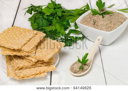 Fish Sardine Pate And Crispy Waffle Bread