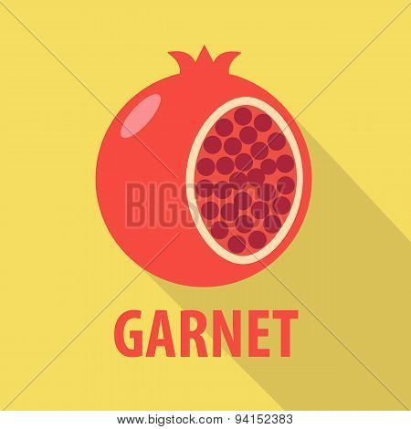 Garnet Icon In Flat Design With Long Shadows