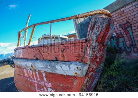 Abandoned Boat on Dry Land
