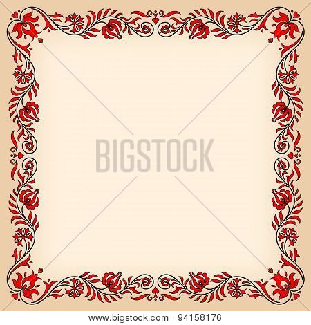 Vintage Frame With Traditional Hungarian Floral Motives