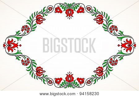 Empty Frame With Traditional Hungarian Floral Motives