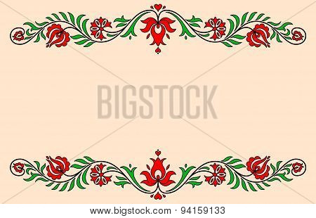 Vintage Label With Traditional Hungarian Floral Motives
