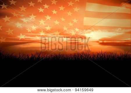 United states of america flag against a couldy day