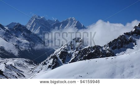 View From Gokyo Ri, Thamserku And Kangtega
