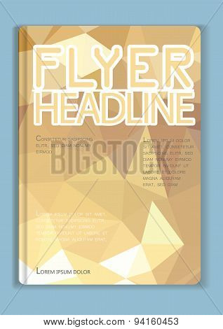 Flyer Abstract  Low Poly Gold Design