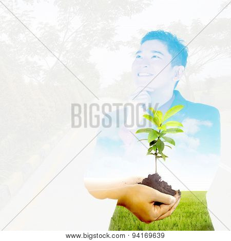 Multi Exposure Business Man