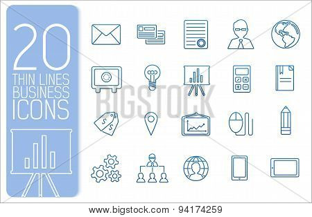 Thin Line Business Set Icons Concept. Vector Illustration Design