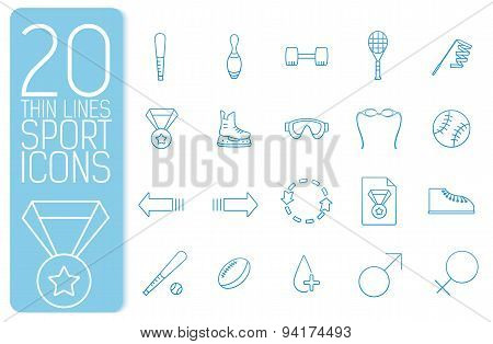 Thin Line Sport Set Icons Concept. Vector Illustration Design