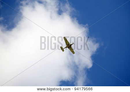 Sailplane In The Air With Blue Sky Fly In Cloud