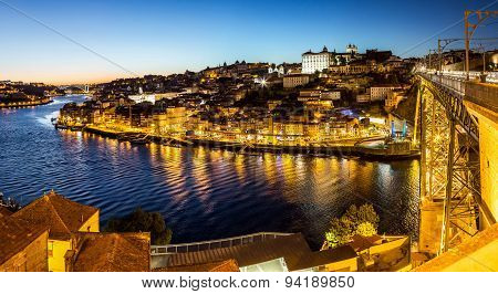 Porto In Portugal At Night