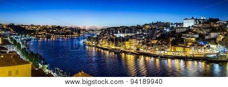 Porto In Portugal At Night
