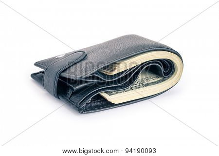 One black purse with the big pack of biils