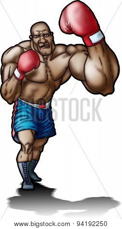 Extreme boxer throwing a uppercut