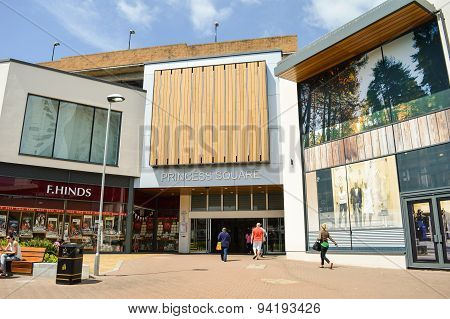 BRACKNELL, UK - JUNE 18 2015: Princess Square, Refurbished in 2014 as part of Bracknell Regeneration