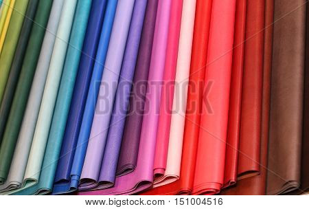 Many Pieces Of Colored Faux Leather For Sale
