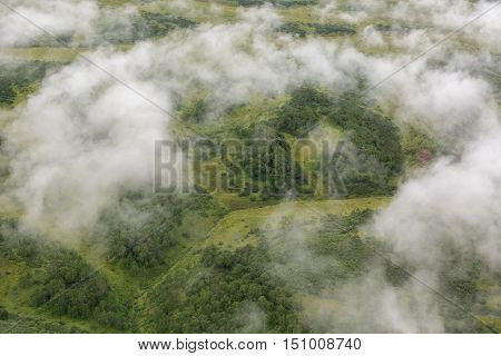 Kronotsky Nature Reserve on Kamchatka Peninsula. View from the helicopter.