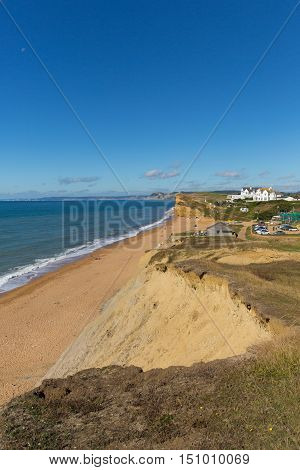 Burton Bradstock Dorset England uk beautiful jurassic coast with blue sky and sea in summer