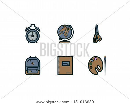 school icons in style flat. Education icons collection