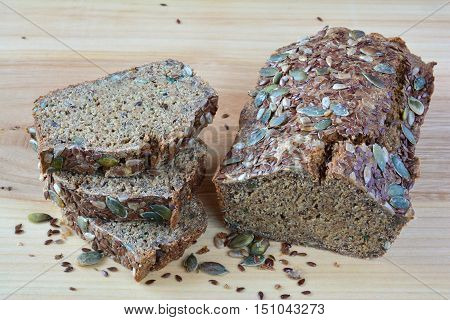 Chrono organic unleavened bread with various seeds pumpkin sunflower flax seeds delicious and very healthy