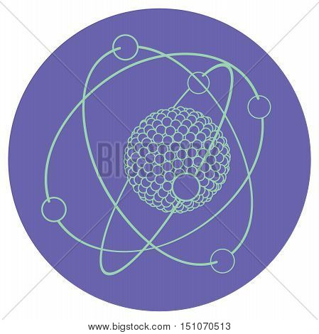 illustration of model atom nucleus with electrons.