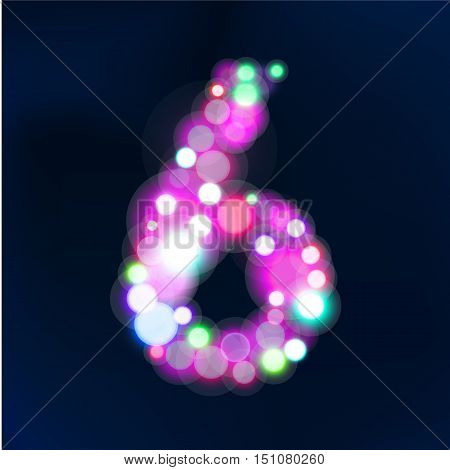 Number from bokeh lights. Made of light. Vector illustration