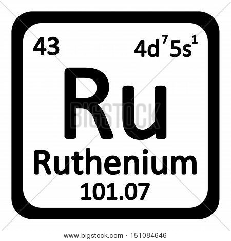 Periodic table element ruthenium icon on white background. Vector illustration.