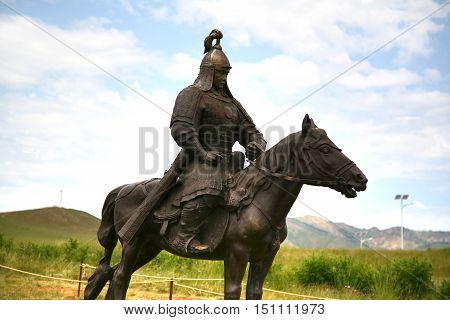 Ulaanbaatar Mongolia July 3 ,2016 : Genghis Khan Statue Complex is a 40-metre tall statue of Genghis Khan on horseback, at Tsonjin Boldogeast of the Mongolian capital Ulaanbaatar