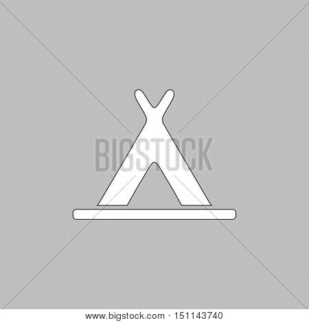 Wigwam Simple line vector button. Thin line illustration icon. White outline symbol on grey background