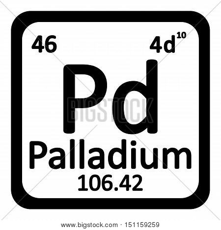 Periodic table element palladium icon on white background. Vector illustration.
