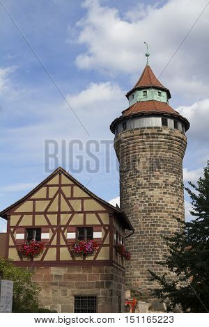 Nuremberg, Germany - Aug 23, 2016: Kaiserburg, Medieval Castle In Nuremberg, Germany. View Of The Si