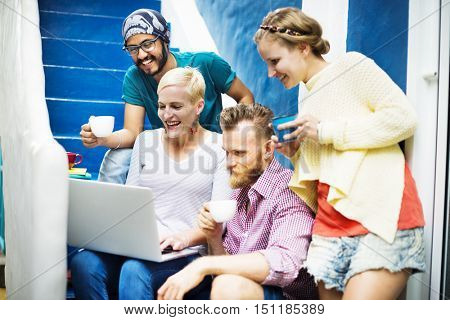 Group Of People Browsing Internet Concept