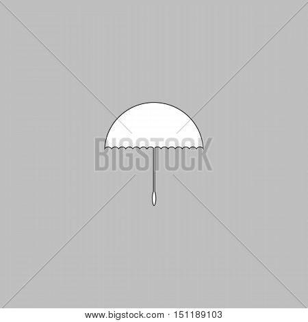 bumbershoot Simple line vector button. Thin line illustration icon. White outline symbol on grey background