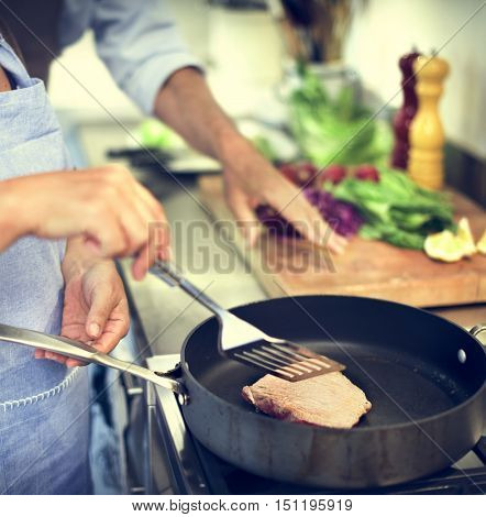 Cooking Senior Couple Togetherness Concept