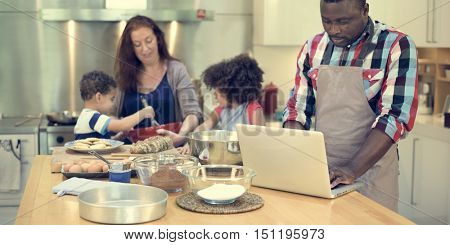 Family Cooking Kitchen Food Togetherness Concept