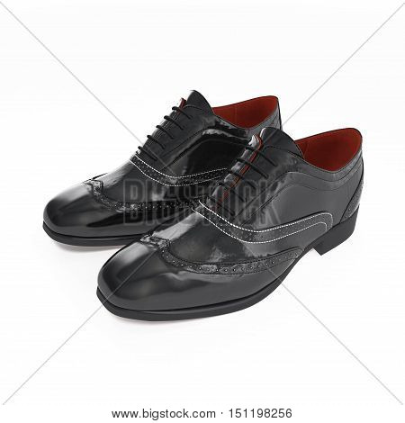 wingtip shoes on white background. 3D illustration