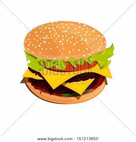 Bigburger color vector illustration on white background