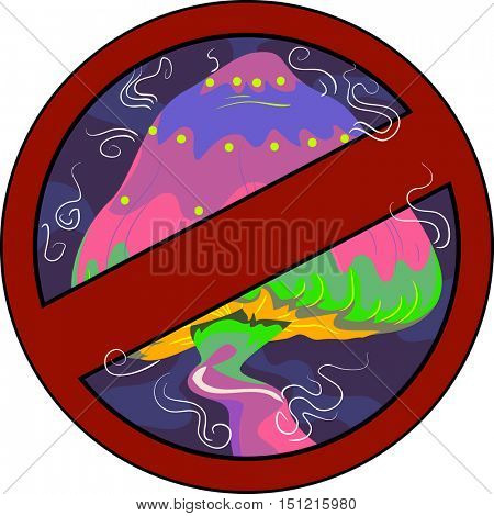 Trippy Illustration Featuring a Stop Sign with a Psychedelic Mushroom Painted on It