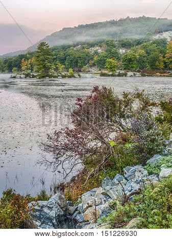 Harriman State Park New York State lake at dawn in early autumn