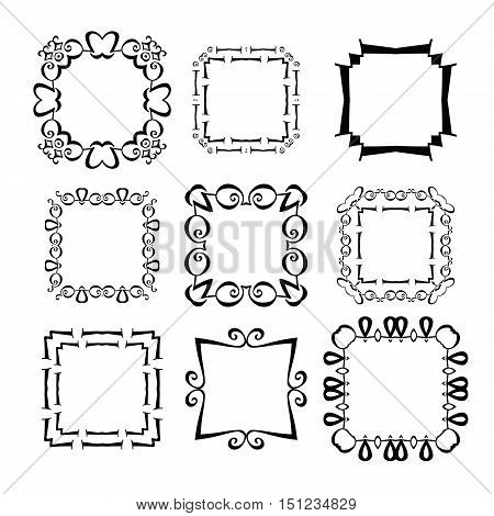 abstract black picture frame set vector illustration