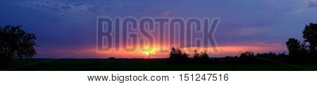 Panorama of sunset over the field panorama, field, beautiful