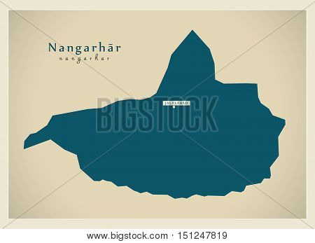 Modern Map Nangarhar Afghanistan AF vector high res