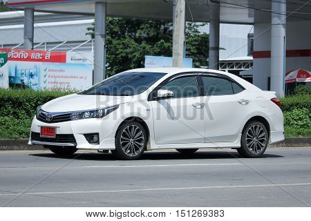 CHIANGMAI THAILAND - OCTOBER 2 2016: Private car Toyota Corolla Altis. On road no.1001 North of city about 8 km from Chiangmai Center.