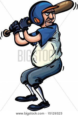 Sarjakuva Baseball pelaaja valmis pallo