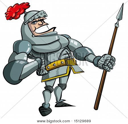 Sarjakuva ritari haarniska keihäs