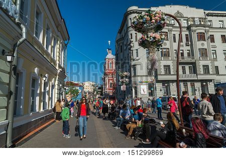 Moscow, Russia -may 14.2016. People at the festival Moscow spring in a Klimentovsky Lane