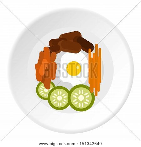 Bibimbap korean dish icon. Flat illustration of korean dish vector icon for web design