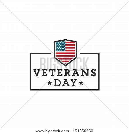 Veterans day. Vector label, emblem, banner. Flag america