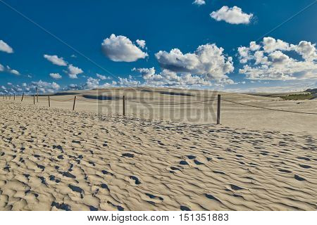 Endless Sandy Dunes of Leba on Baltic Sea Shore in Poland