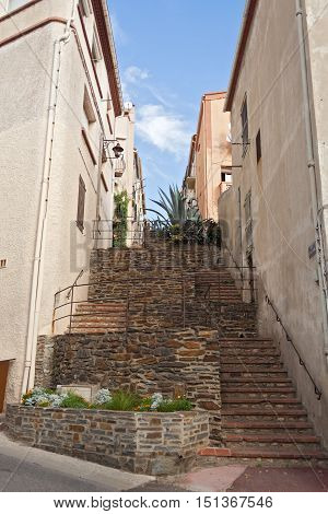 Staircase in the French town Banyuls - sur - Mer