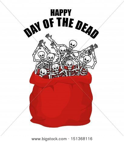Day Of The Dead. Skeletons In Sack. Skull In Bag. Logo For National Holiday In Mexico. Mexican Terri